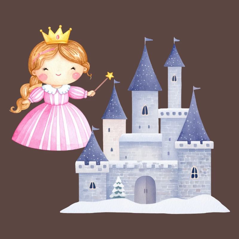 Princesse devant le château de neige
