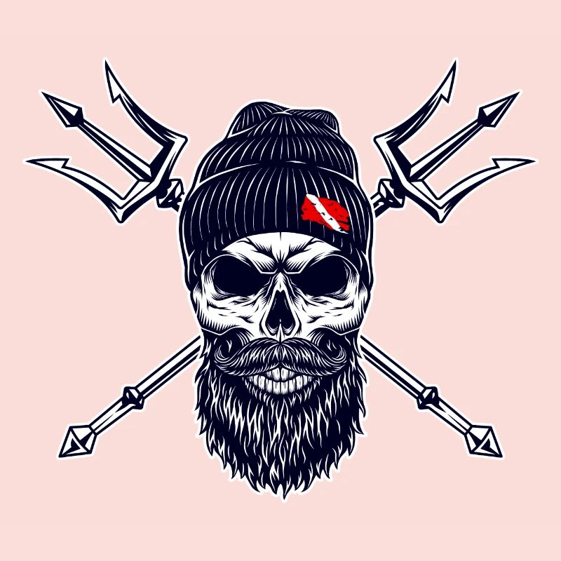 Plongeur Barbu Trident Drapeau Plongée sur Bonnet