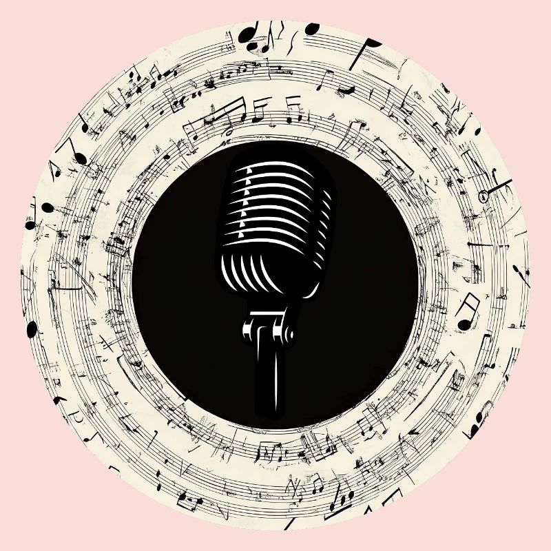 Microphone Musical Notes Art