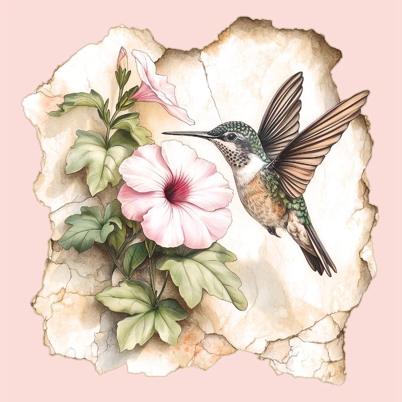 Colibri avec fleur