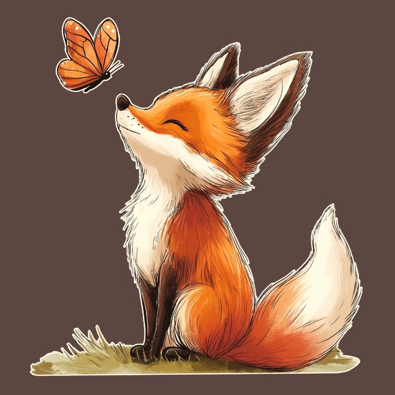 Fuchs mit Schmetterling