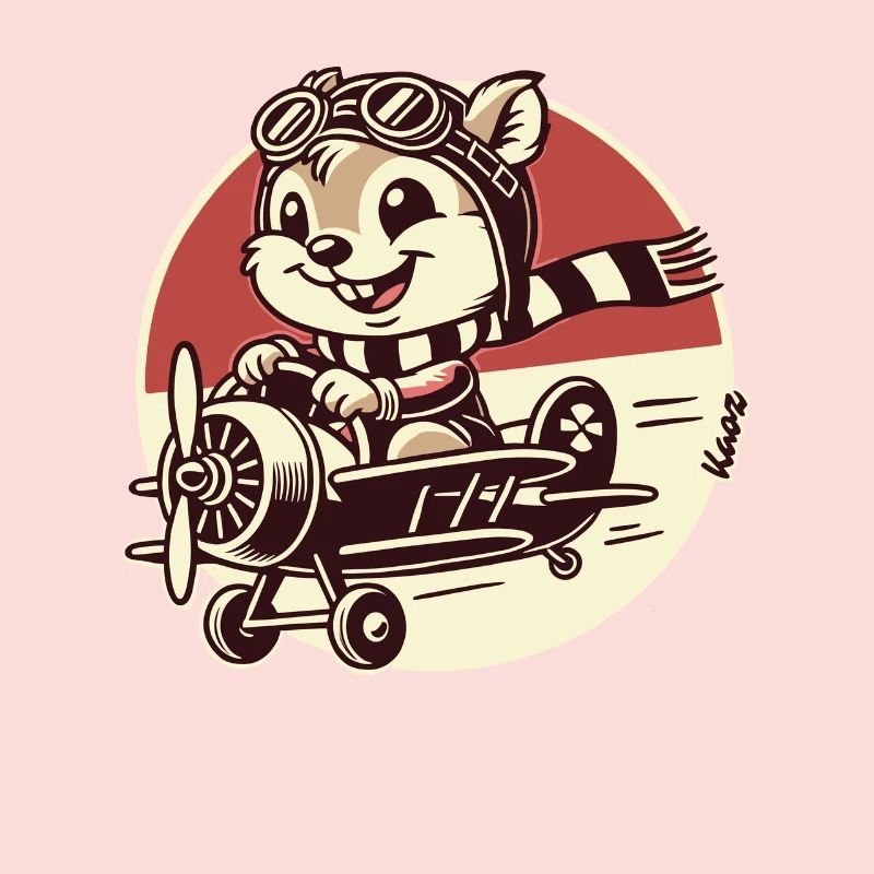 Lustiger Eichhörnchen Pilot im Propeller-Flugzeug