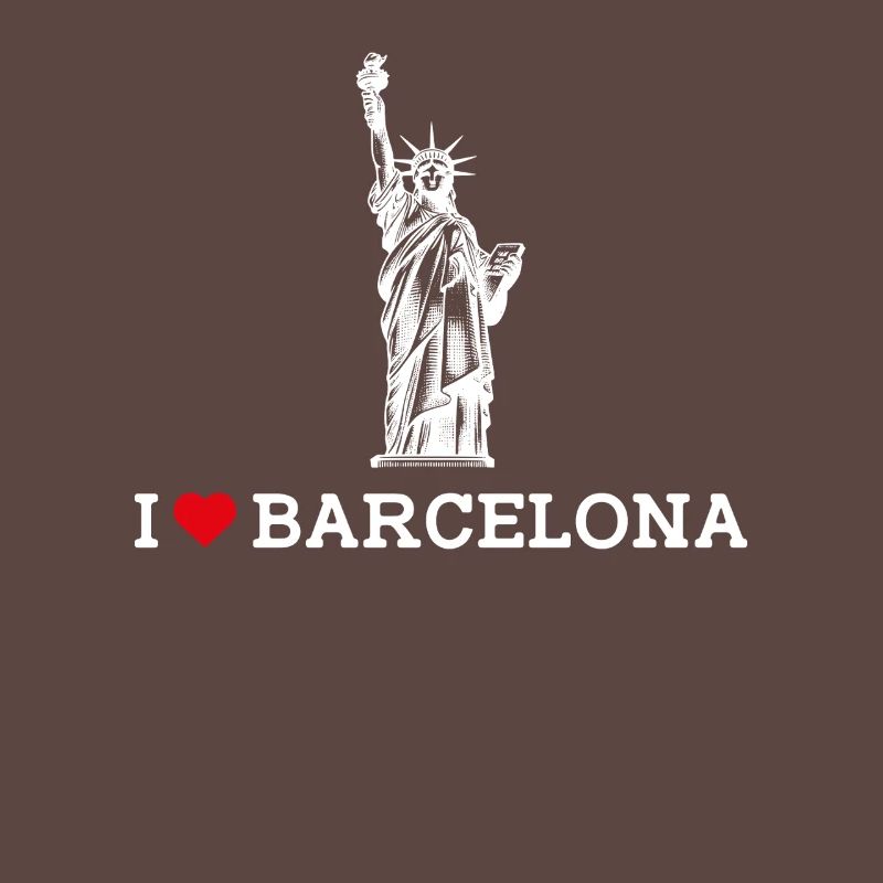 J’aime Barcelone Espagne drapeau statue de la liberté jeu de mots