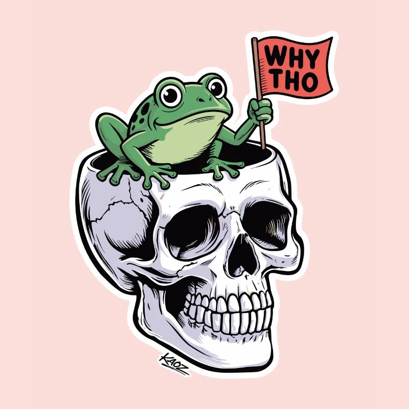 Frog on Skull: Why Tho Sticker