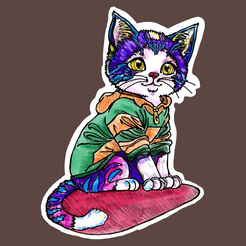 Chat en pull vert
