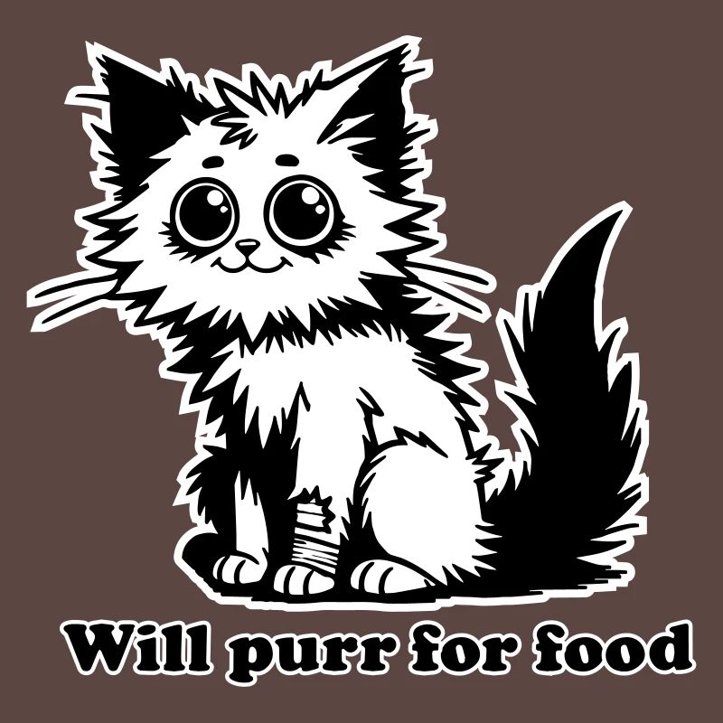 Chat sans abri - Will ronronnera pour la conception de nourriture