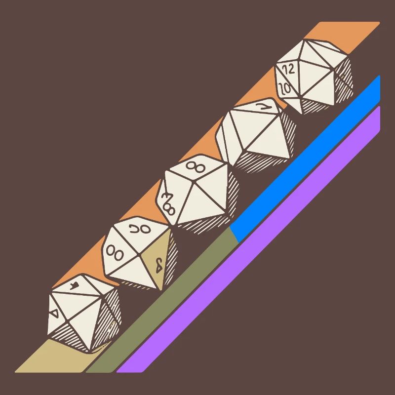 Retro Minimalist Polyhedral Dice Set Tabletop RPGP