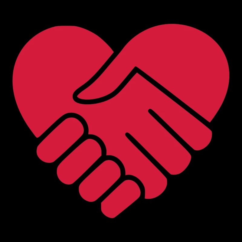 Main dans la main coeur rouge
