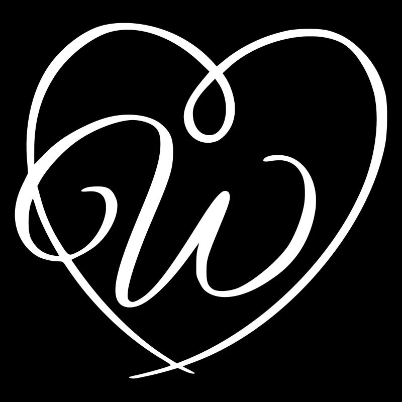 Letter W Calligraphy Heart