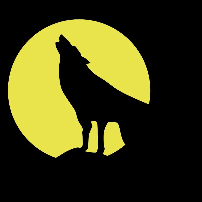 Wolve and Moon Silhouette, Wolf, Dog