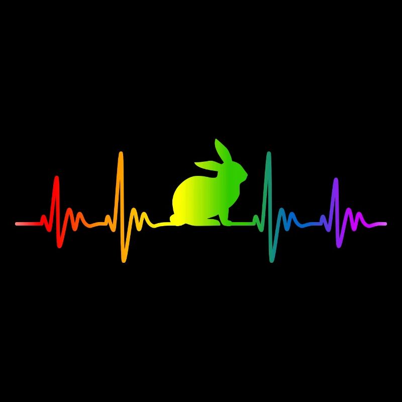 Rabbit Rabbit Rainbow Colors Pulse ECG Heart