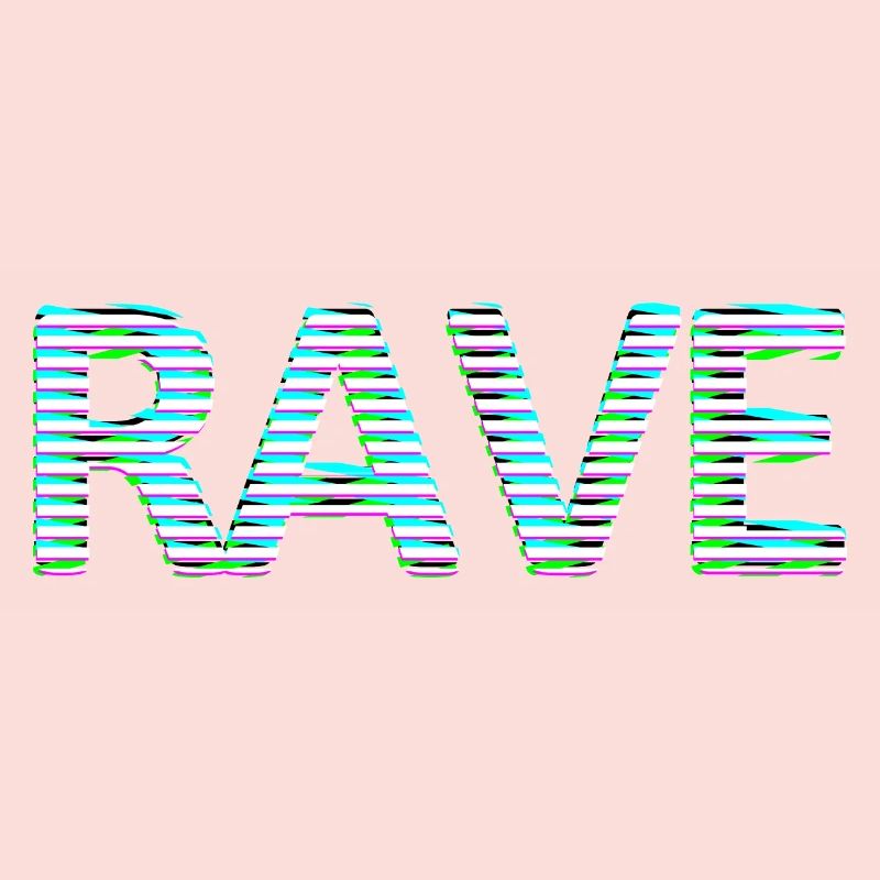 Lettrage ravé Tripping Techno LSD MNML néon blanc