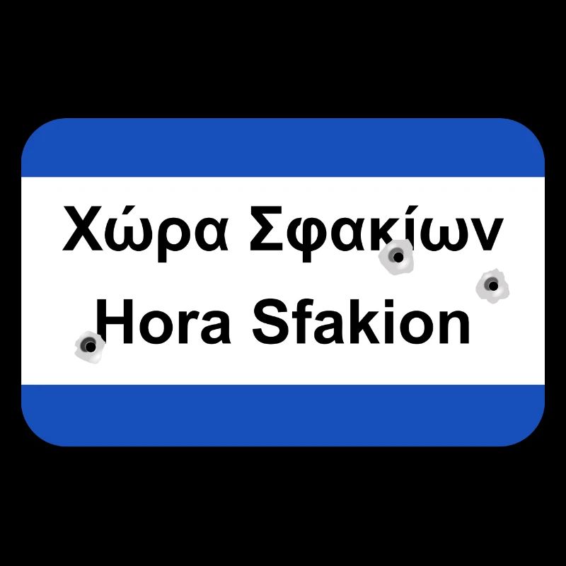 Zerschossenes Ortsschild Chora Sfakion Geschenk