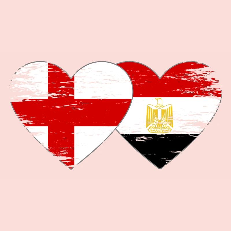 Angleterre Egypte Drapeau Mains Coeur Forme Utilisé