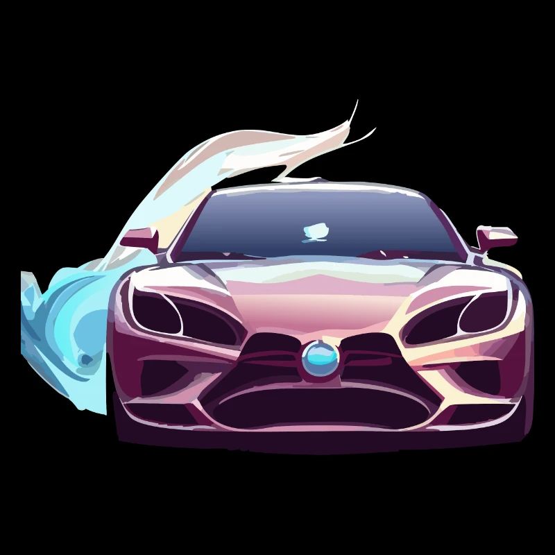 Voiture de course chromée devant le brouillard