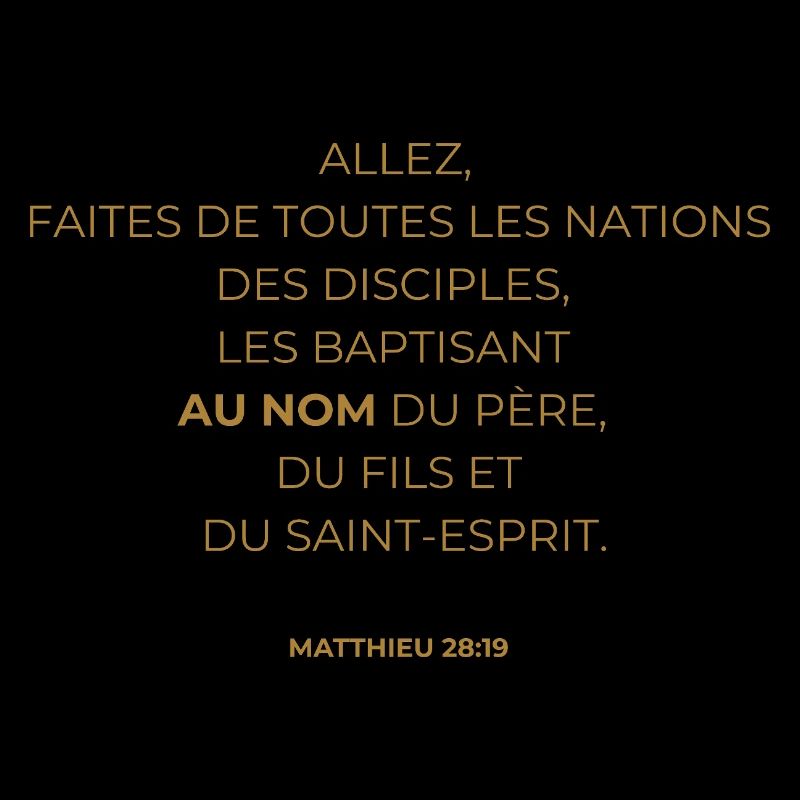 MATTHIEU 28 : 19 - VERSET DE LA BIBLE - Couleur or