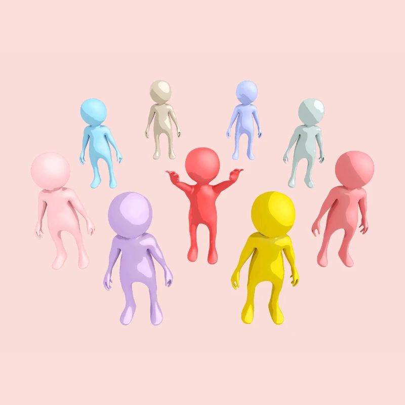 Group with 3D figures