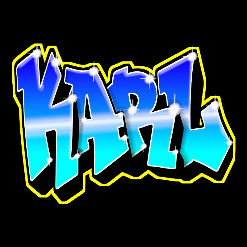 Graffiti KARL Bleu et jaune