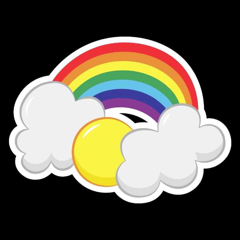 Regenbogen mit einer Sonne und Wolken