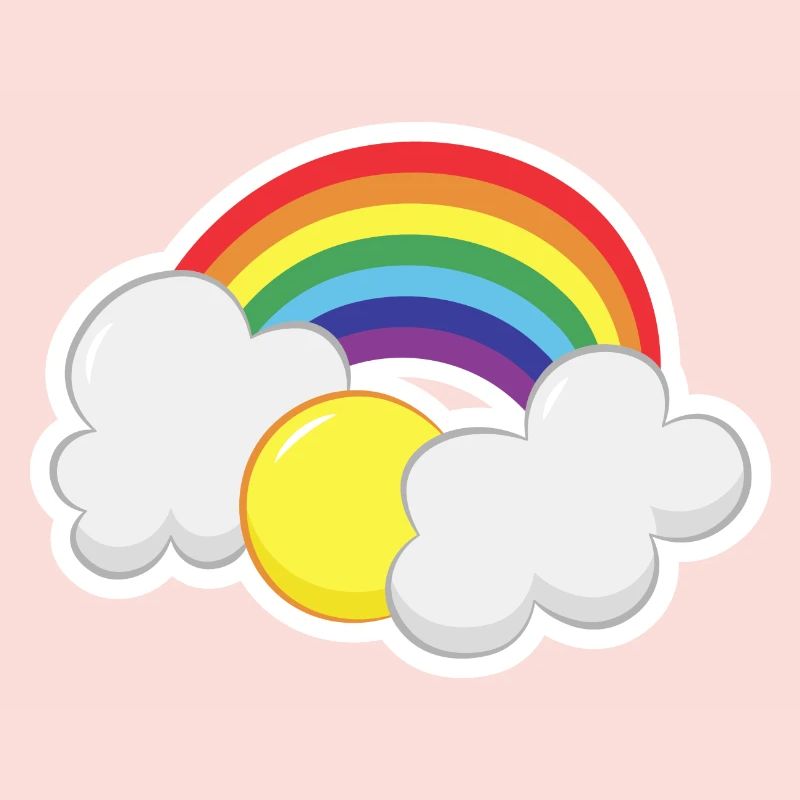 Rainbow with a sun and clouds