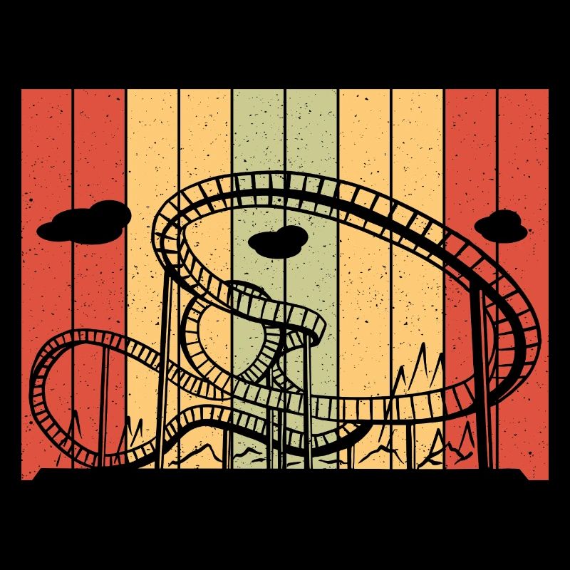 Roller Coaster Retro Amusement Park Vintage Theme