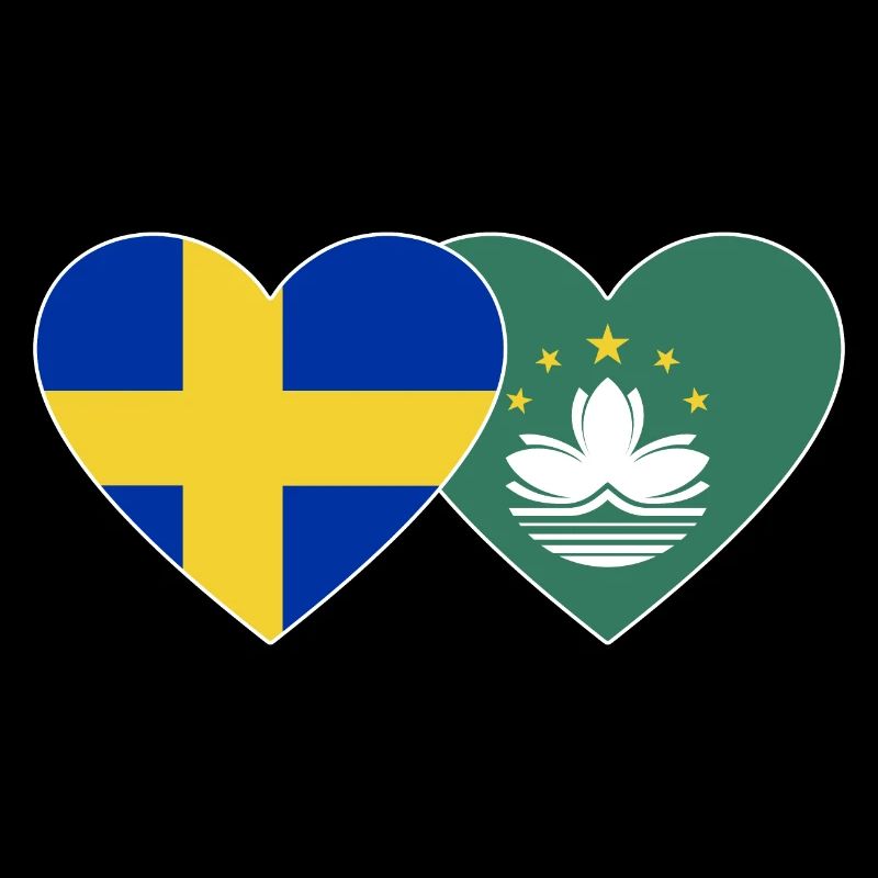 Suède Cœur de drapeau de Macao