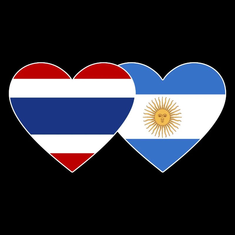 Coeur de drapeau Thaïlande Argentine