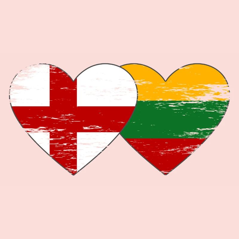 Angleterre Lituanie drapeau forme de coeur utilisé