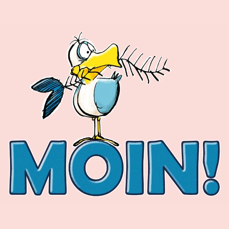 lustige Moin Möwe mit Gräte