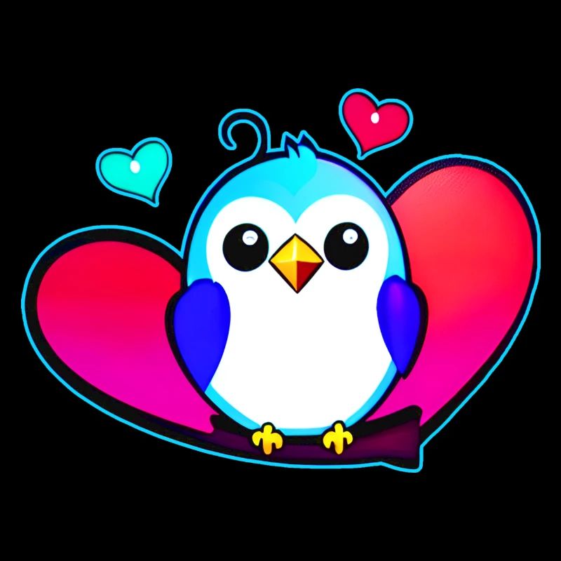 Mignon oiseau coloré avec des cœurs
