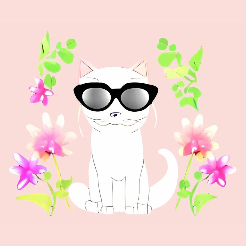 Chat avec fleur