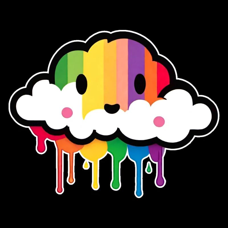 Cute Cloud Raining Rainbow Colors
