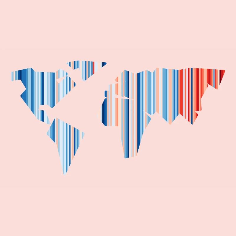 World Map - Climate Change - Warming Stripes - Earth