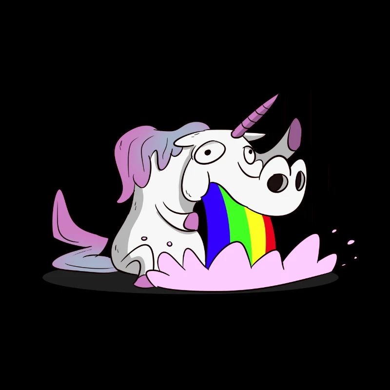 Unicorn, Einhorn brechend Regenbogen