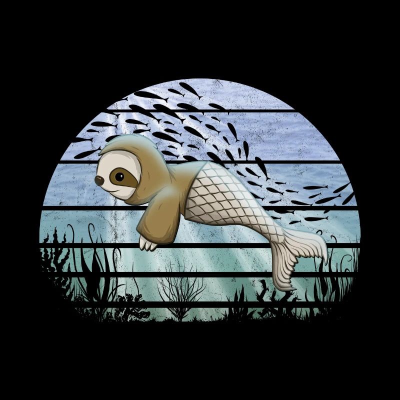 Fantasy Underwater Kawaii Sloth Mermaid