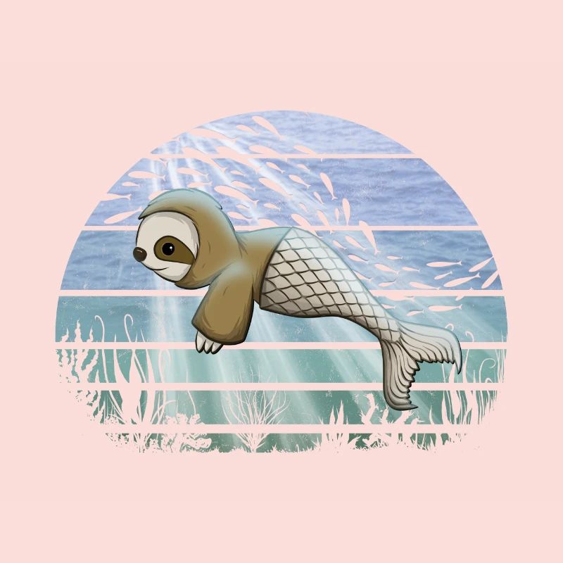 Fantasy Underwater Kawaii Sloth Mermaid