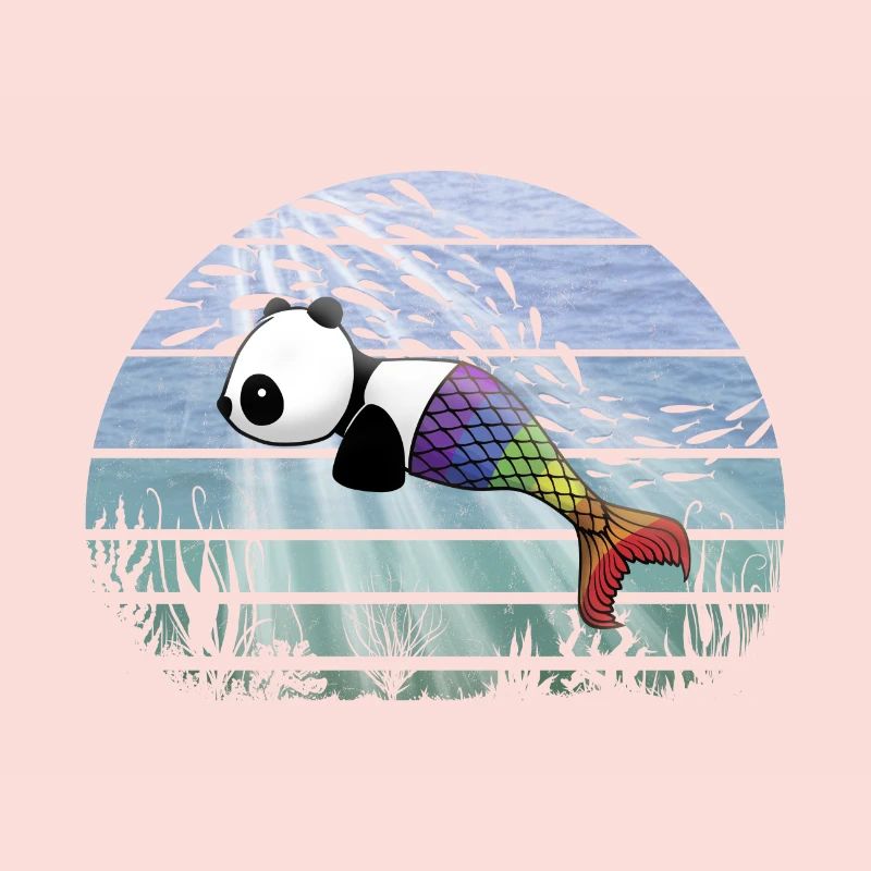 Fantasy Underwater Kawaii Panda Mermaid