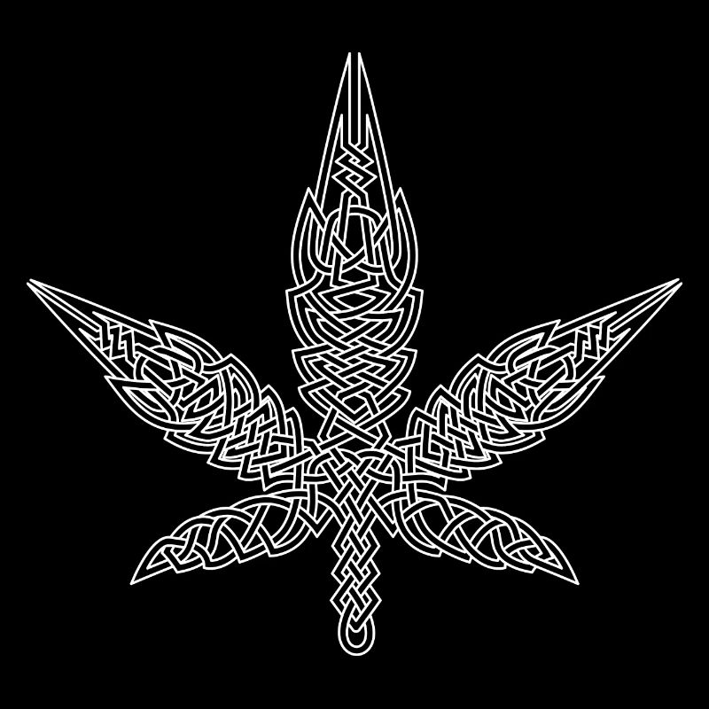 Celtic knot cannabis leaf white