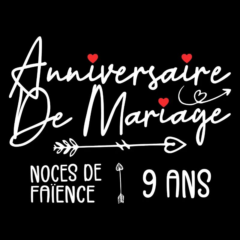 Anniversaire de mariage 9 ans - Noces de Faïence