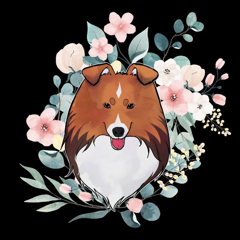 Zobel Shetland Schäferhund mit Blumen