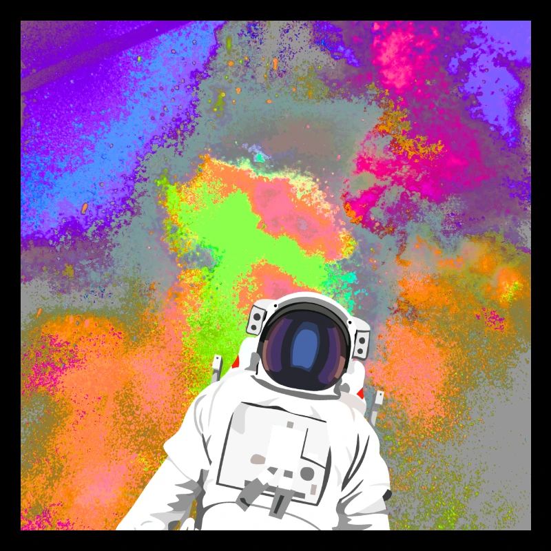 Astronaut vor Weltall Supernova Kunstwerk