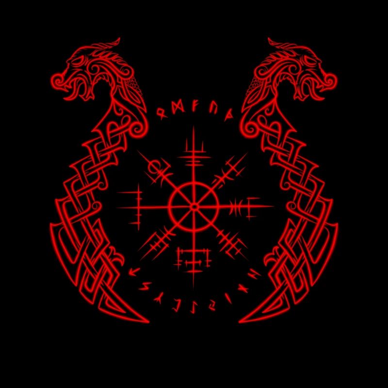 Drakkar, Wikingerboot und Runen vegvisir