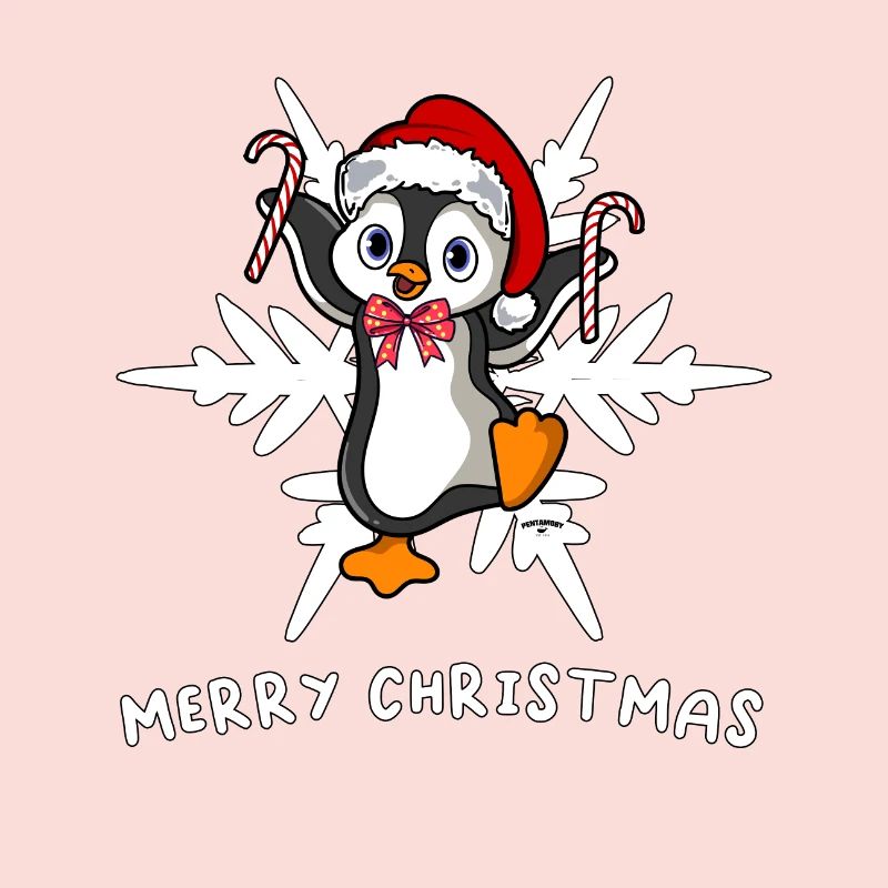 Doux pingouin de Noël avec flocon de glace