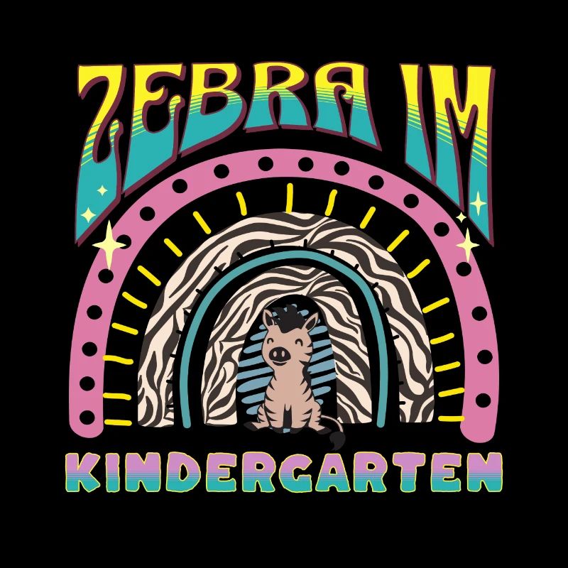 Zebra im Kindergarten Regenbogen Streife Design DE