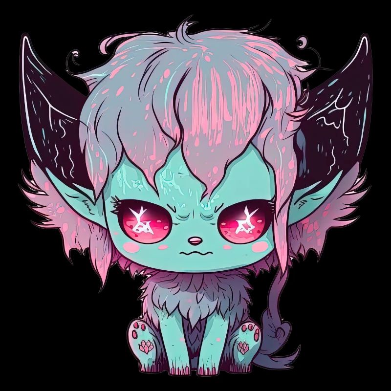 Chibi Dämon Katze mit satanischen Augen - Kawaii
