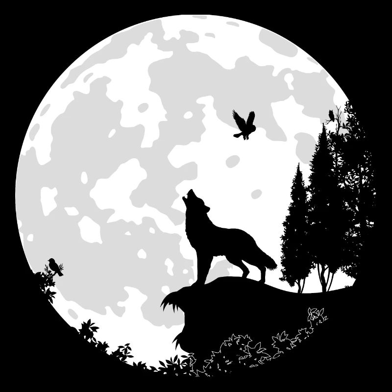 Wolf howling at the moon