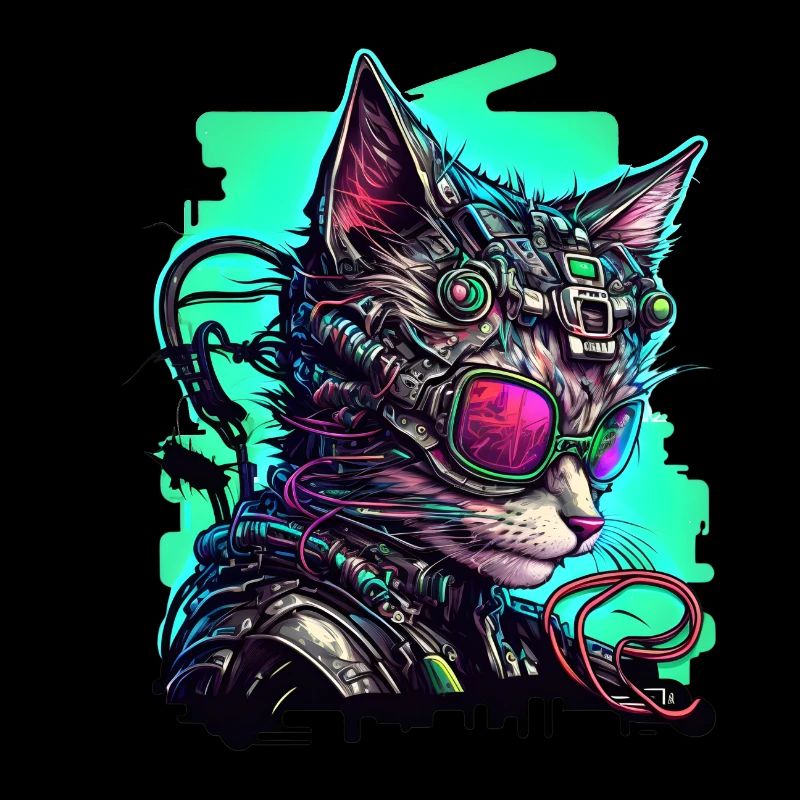 Kybernetische Katze mit Fliegerbrille