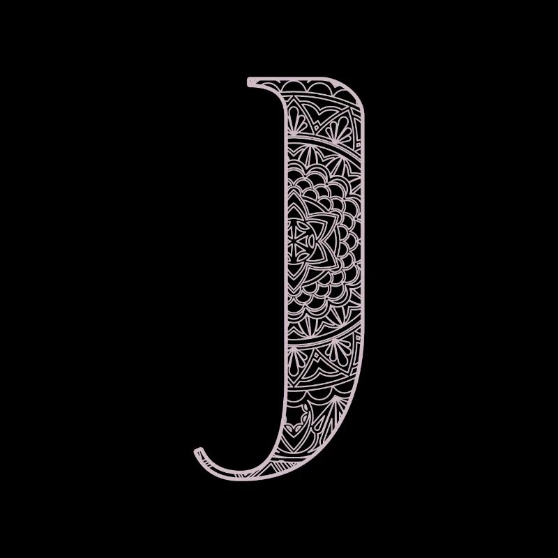 Mandala Monogram Initial in Dusky Pink - Letter J