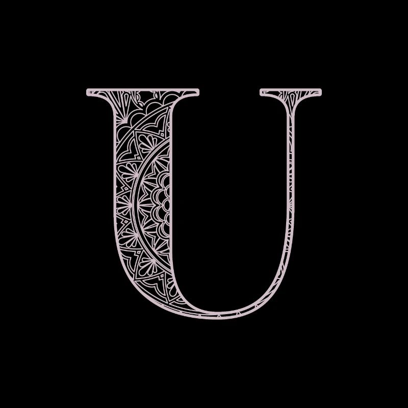 Mandala Monogram Initial in Dusky Pink - Letter U
