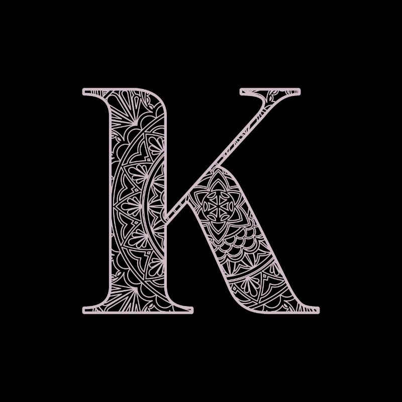 Mandala Monogram Initial in Dusky Pink - Letter K
